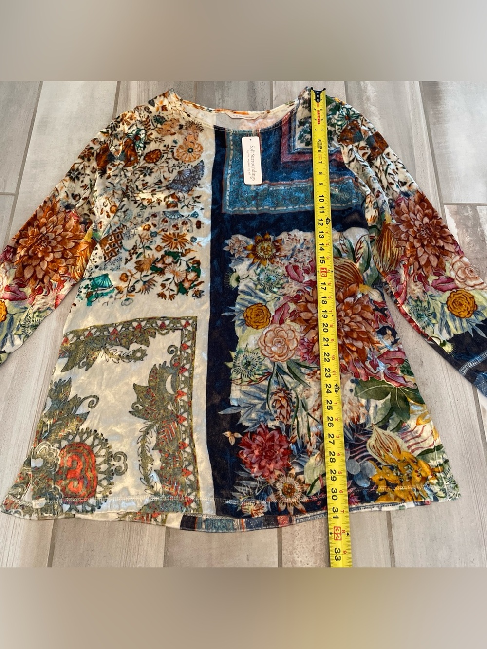 NWT Soft Surroundings Ashbury Mixed-Print Floral Crushed Velvet Tunic Top Large - Picture 8 of 14